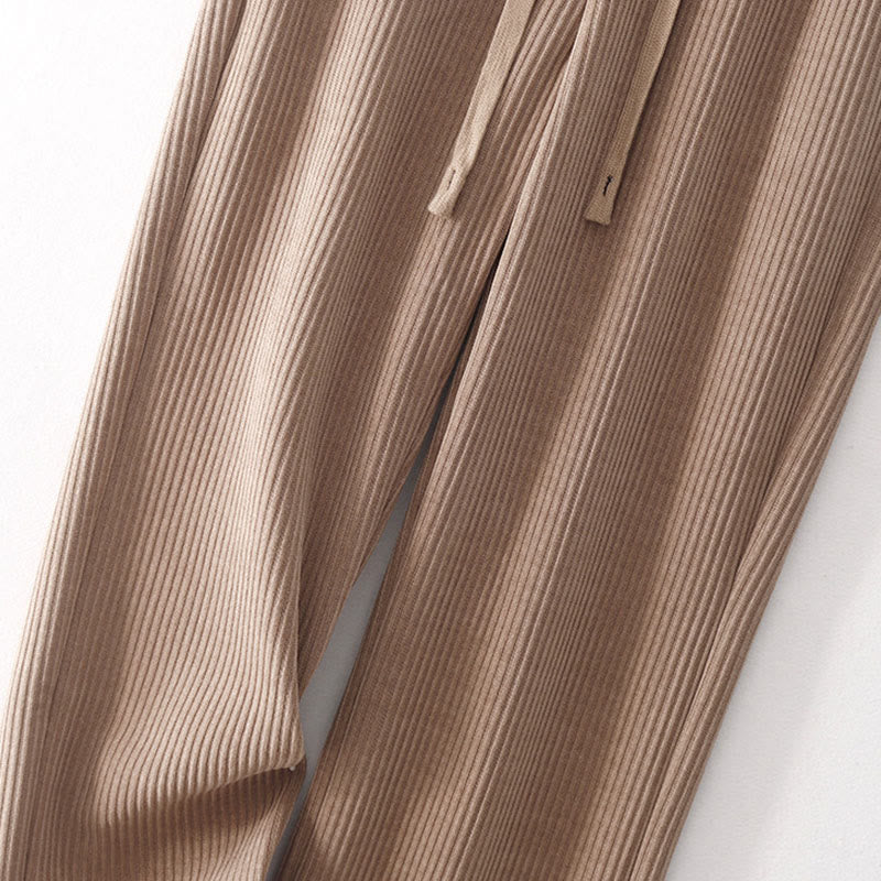 Buddha Stones Casual Solid Color Women's Wide Leg Corduroy Cotton Fleece-Lined Pants With Pockets - image 23