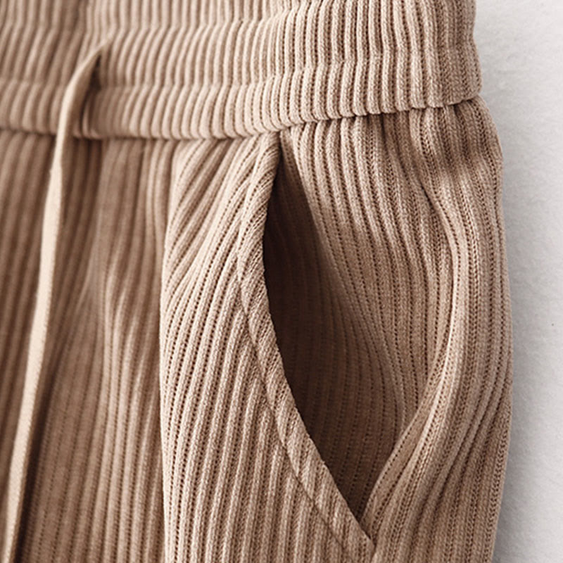 Buddha Stones Casual Solid Color Women's Wide Leg Corduroy Cotton Fleece-Lined Pants With Pockets - image 22