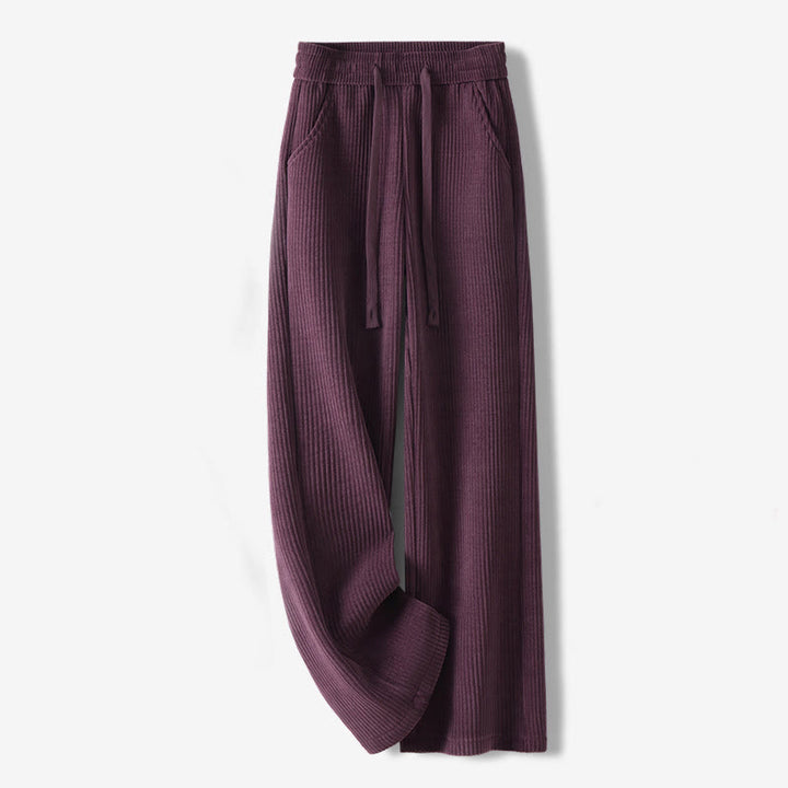 Buddha Stones Casual Solid Color Women's Wide Leg Corduroy Cotton Fleece-Lined Pants With Pockets - DarkMagenta - US12，UK/AU16，EU44 (3XL) - image 28