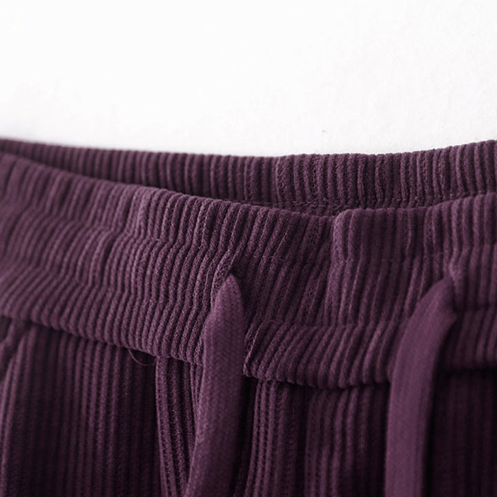 Buddha Stones Casual Solid Color Women's Wide Leg Corduroy Cotton Fleece-Lined Pants With Pockets - image 30