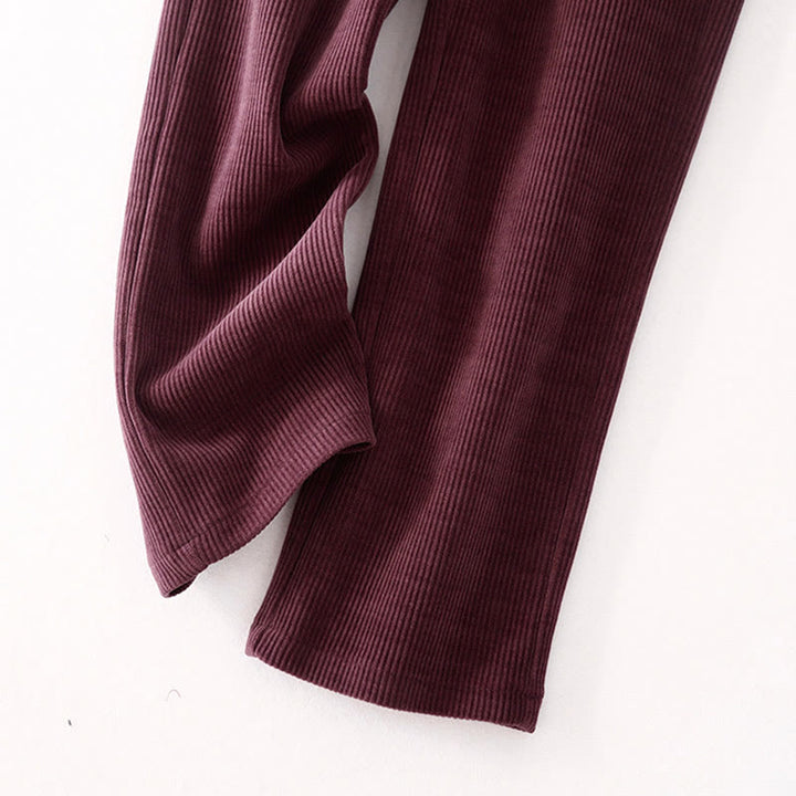 Buddha Stones Casual Solid Color Women's Wide Leg Corduroy Cotton Fleece-Lined Pants With Pockets - image 17