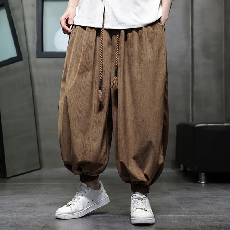 Buddha Stones Casual Daily Pure Color Drawstring Design Men's Harem Pants With Pockets - Peru - US/UK/AU48，EU58(5XL) - image 10