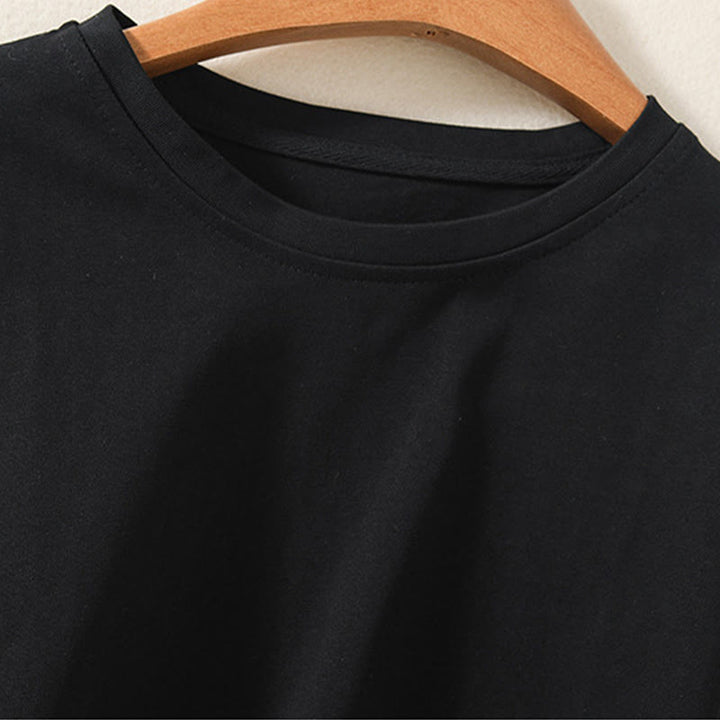 Buddha Stones Casual Pure Irregular Hem Cotton Linen Women's Long Sleeve T-shirt - image 8