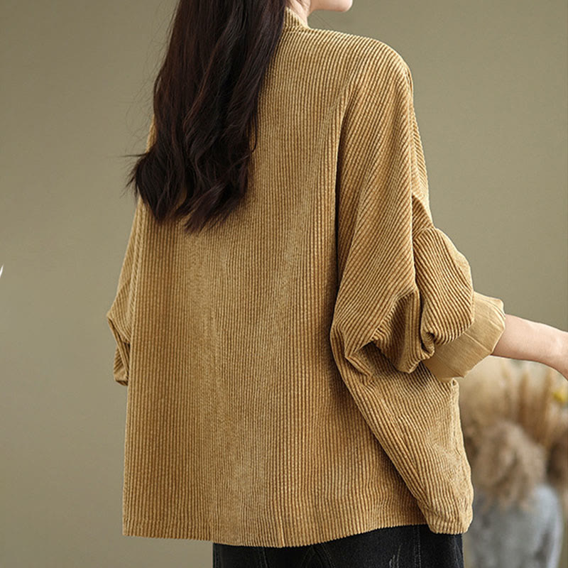 Buddha Stones Frog-button Stand Collar Women's Cotton Linen Corduroy Jacket - image 5