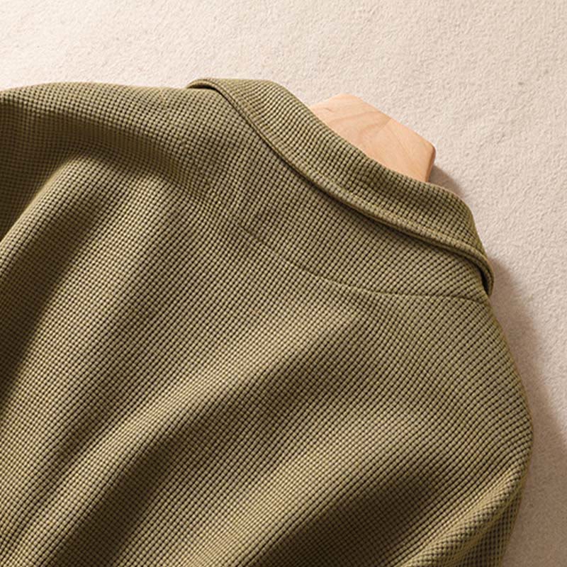 Buddha Stones Plain Lapel Women's Cotton Jacket With Pockets - image 3