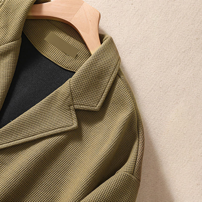 Buddha Stones Plain Lapel Women's Cotton Jacket With Pockets - image 6