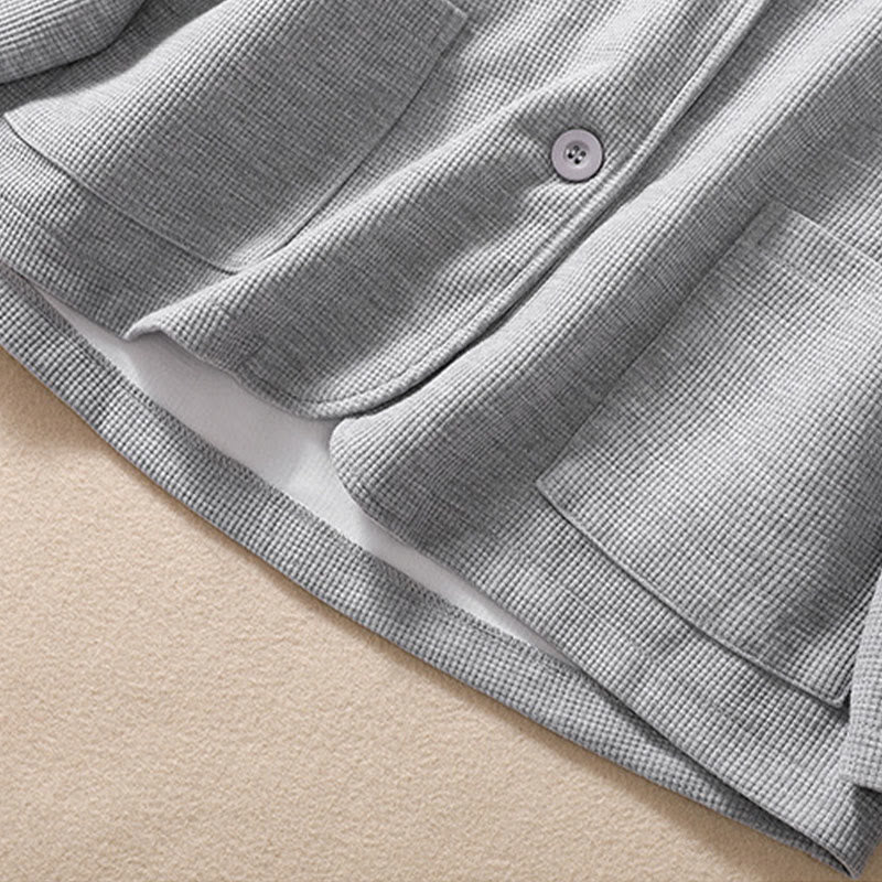 Buddha Stones Plain Lapel Women's Cotton Jacket With Pockets - image 14
