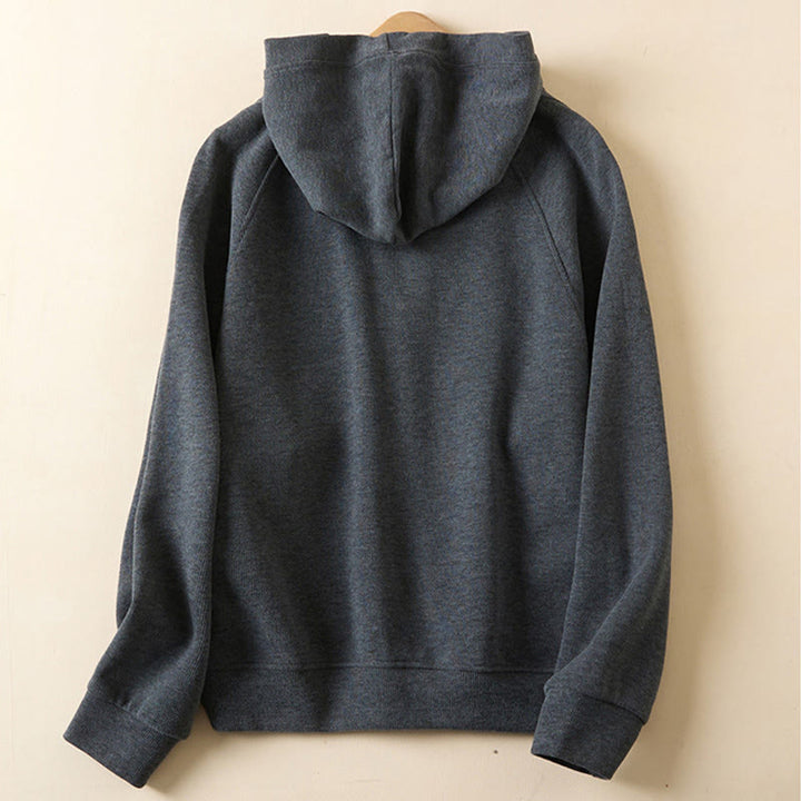 Buddha Stones Plain Buttons Women's Cotton Hooded Jacket With Pockets - image 1