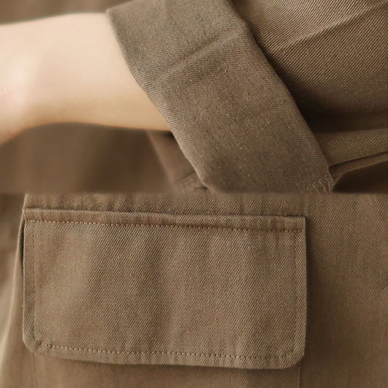 Buddha Stones Plain Women's Cotton Suit Jacket With Pockets - image 6