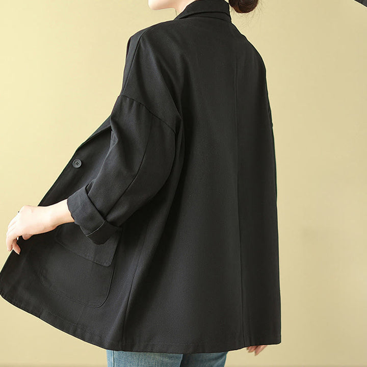 Buddha Stones Plain Women's Cotton Suit Jacket With Pockets - image 17