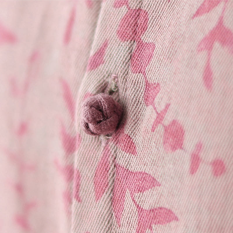 Buddha Stones Leaf Print Women's Cotton Linen Jacket With Pockets - image 15