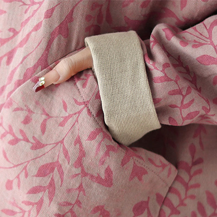 Buddha Stones Leaf Print Women's Cotton Linen Jacket With Pockets - image 14