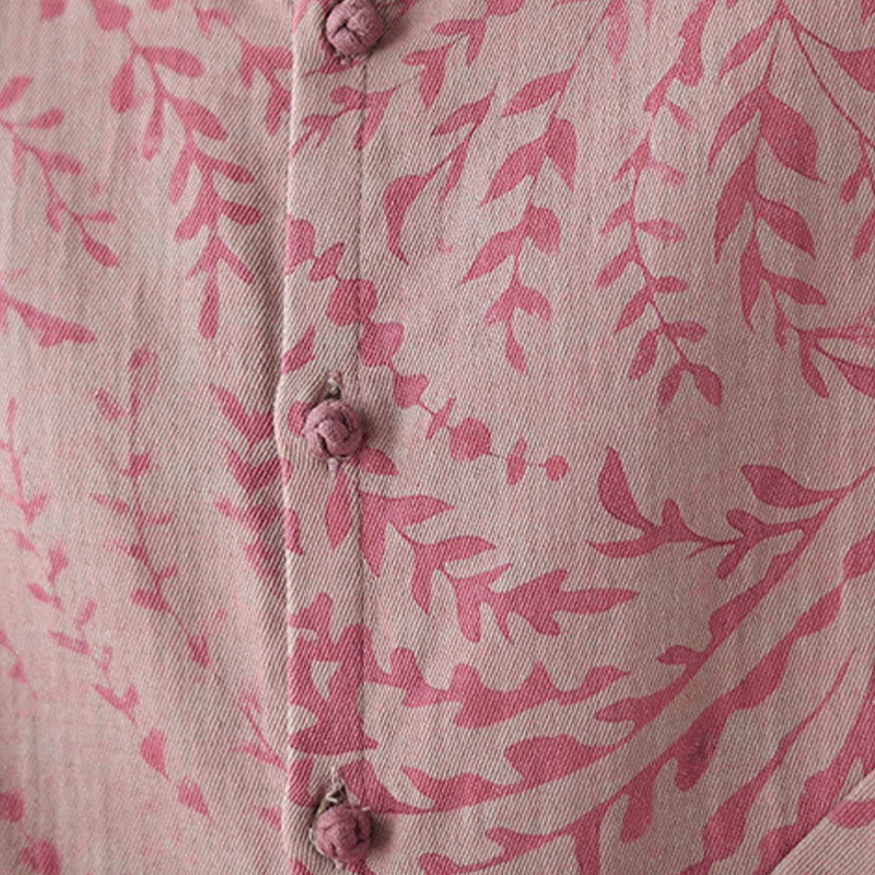 Buddha Stones Leaf Print Women's Cotton Linen Jacket With Pockets - image 17