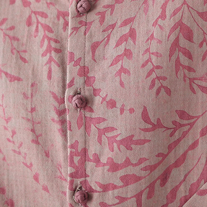 Buddha Stones Leaf Print Women's Cotton Linen Jacket With Pockets - image 17