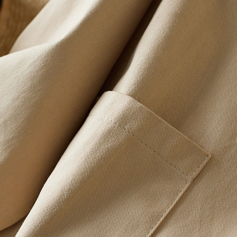 Buddha Stones Plain Button Women's Cotton Suit Jacket With Pockets - image 3