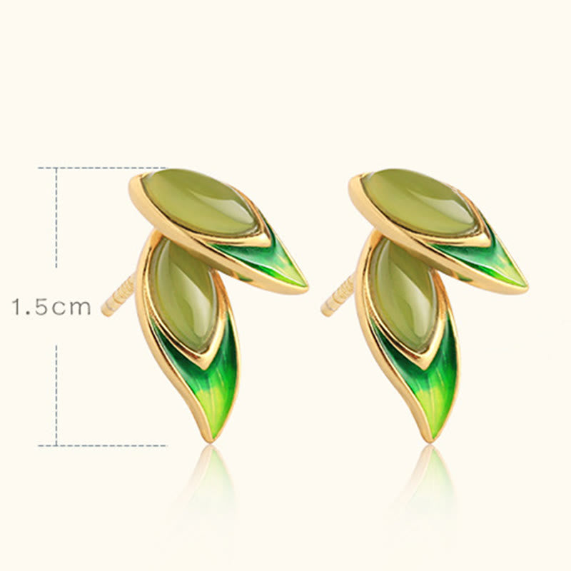Buddha Stones 925 Sterling Silver Jade Leaf Prosperity Earrings  - image 7