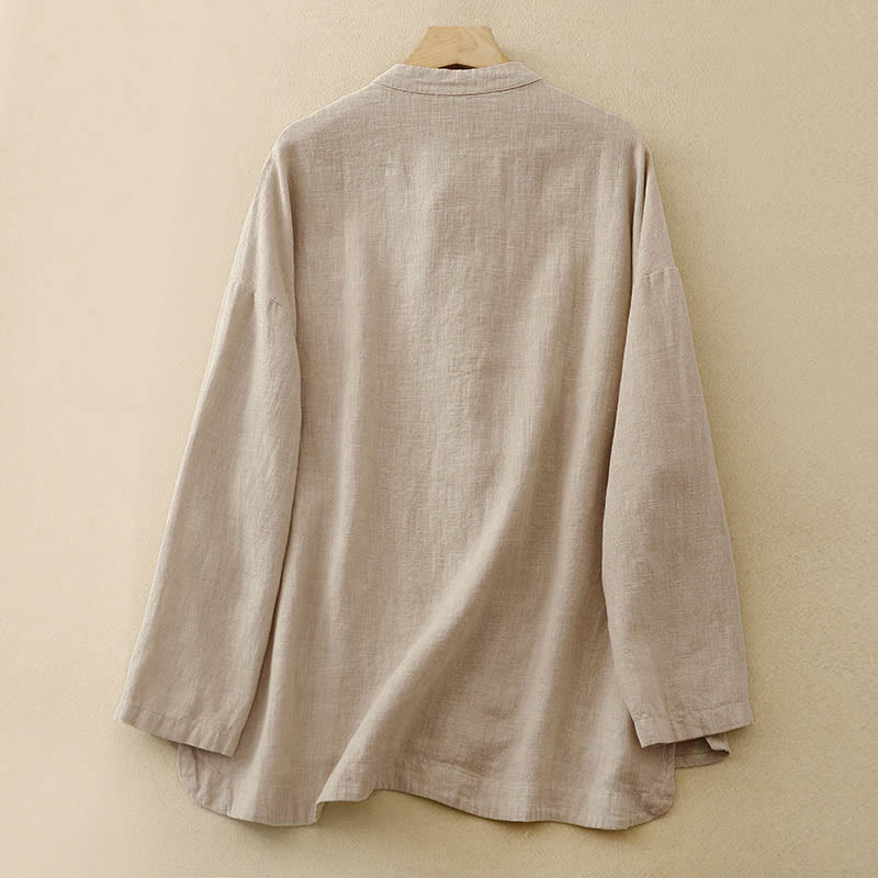 Buddha Stones Literary Artistic Chinese Knot Button Casual Clothing - image 1