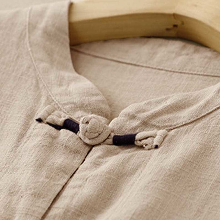 Buddha Stones Literary Artistic Chinese Knot Button Casual Clothing - image 4