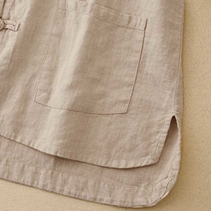 Buddha Stones Literary Artistic Chinese Knot Button Casual Clothing - image 5