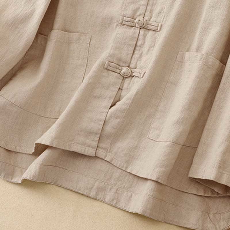 Buddha Stones Literary Artistic Chinese Knot Button Casual Clothing - image 6