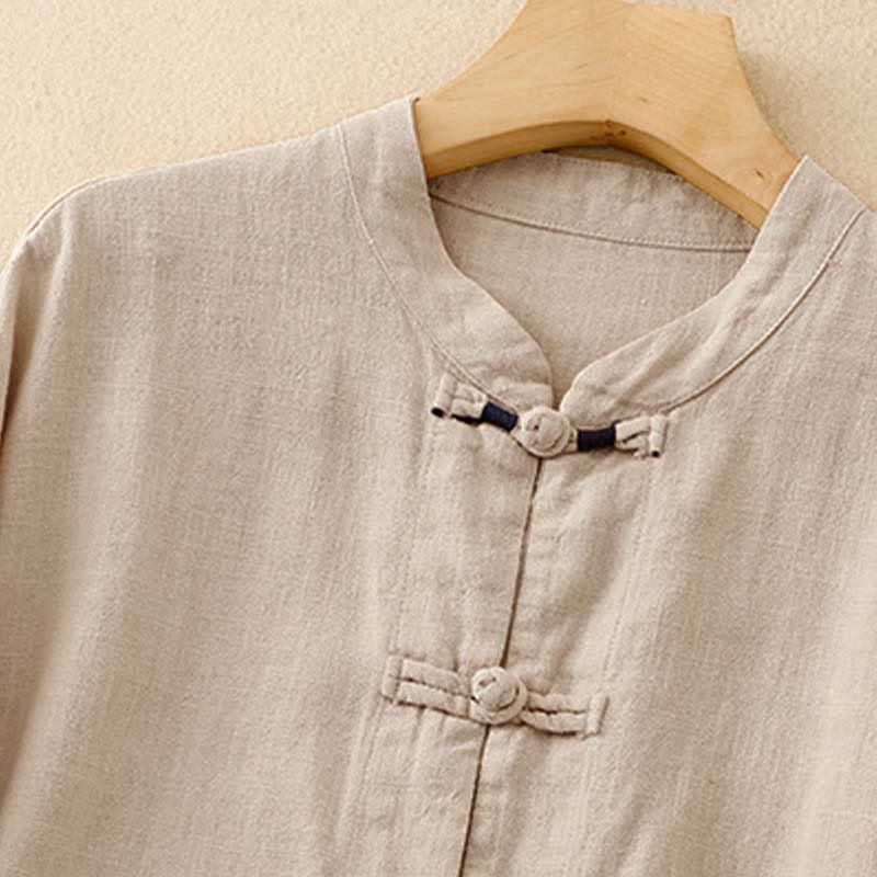 Buddha Stones Literary Artistic Chinese Knot Button Casual Clothing - image 2
