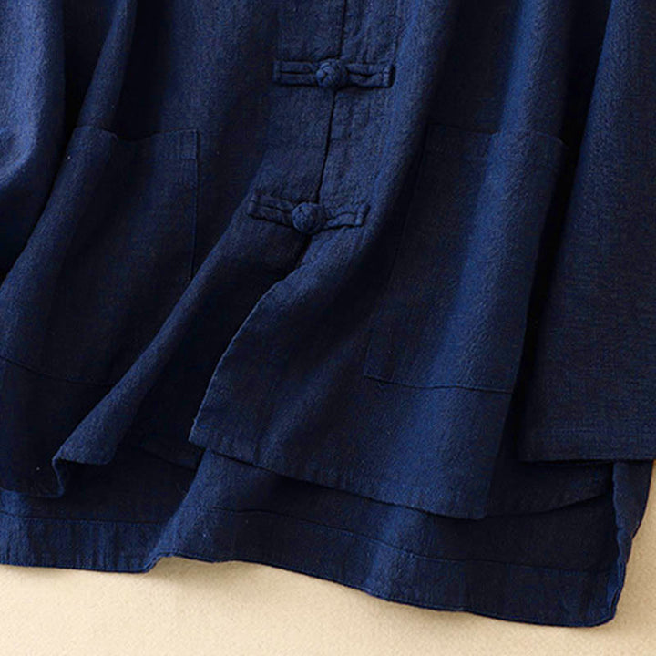 Buddha Stones Literary Artistic Chinese Knot Button Casual Clothing - image 12