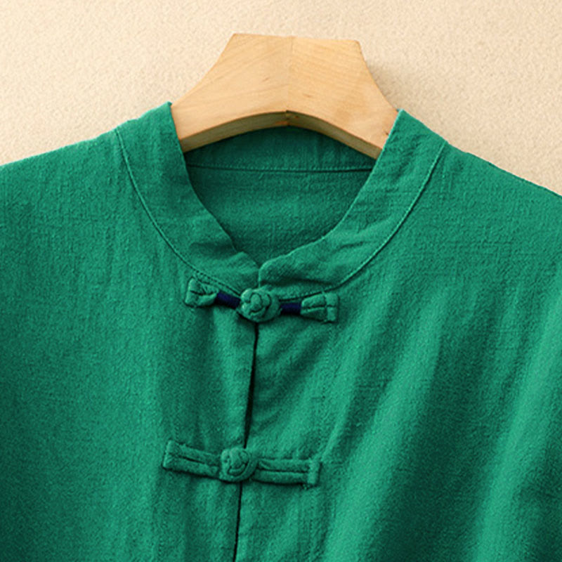 Buddha Stones Literary Artistic Chinese Knot Button Casual Clothing - image 15