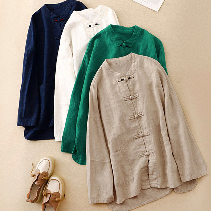 Buddha Stones Literary Artistic Chinese Knot Button Casual Clothing - image 24