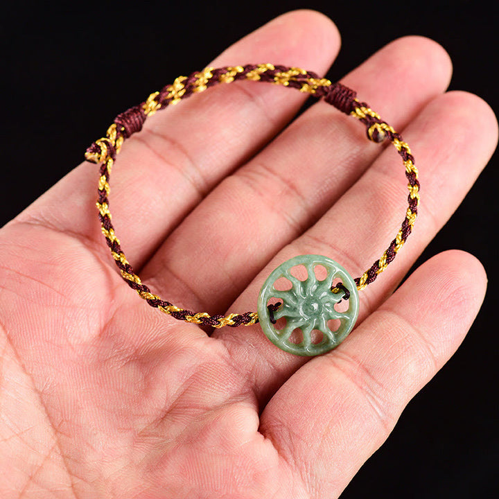 Buddha Stones Jade Sun Braided Rope Abundance Bracelet - image 6