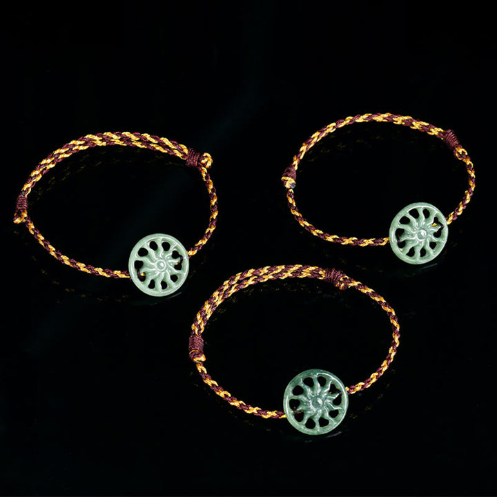Buddha Stones Jade Sun Braided Rope Abundance Bracelet - image 4