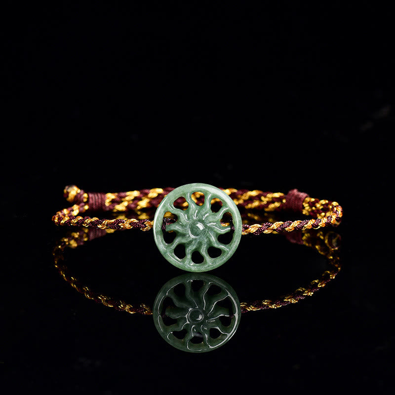 Buddha Stones Jade Sun Braided Rope Abundance Bracelet - Jade(Wrist Circumference 15-17cm) - image 0