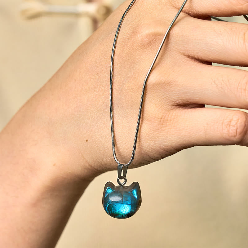 Buddha Stones "Hoping for Insight and Joy" Cat Labradorite Necklace Includes Gift Message Card - image 1