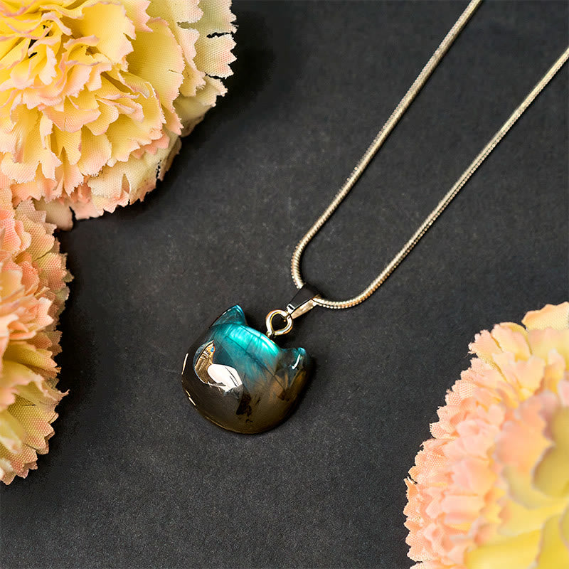 Buddha Stones "Hoping for Insight and Joy" Cat Labradorite Necklace Includes Gift Message Card - image 4