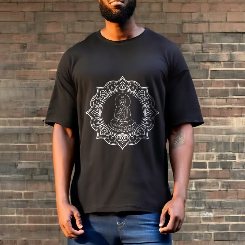Buddha Stones Buddha Meditating In Lotus Position Pattern Tee T-shirt - image 5