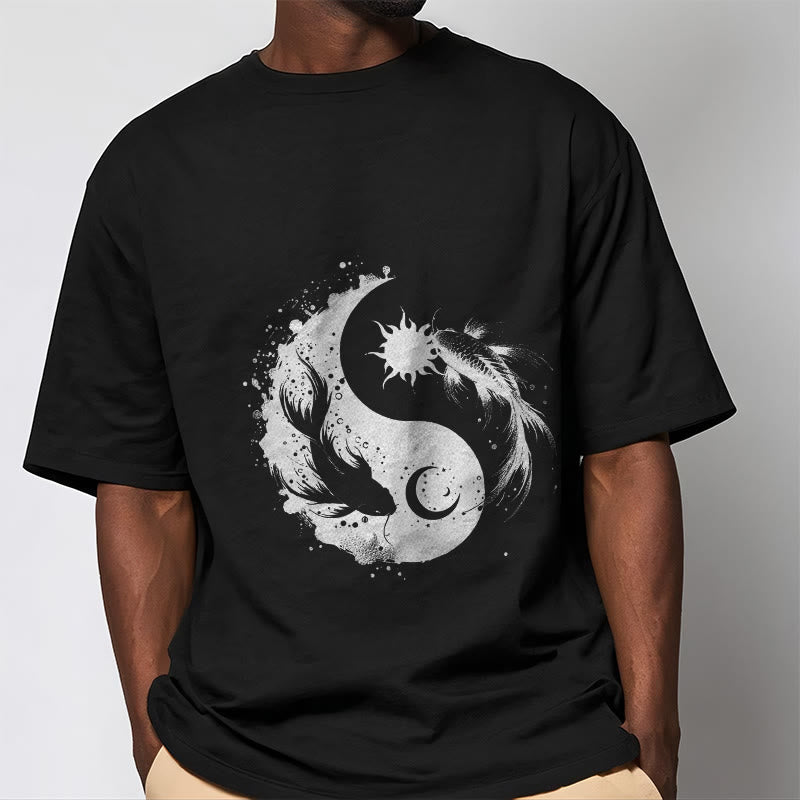 Buddha Stonessun And Moon Yin Yang Koi Pattern Tee T-shirt - image 5