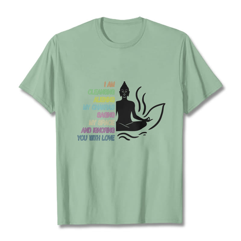 Buddha Stones Buddha Lotus Flower Meditation Design Tee T-shirt - PaleGreen - 灰色 - image 14