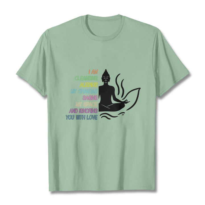 Buddha Stones Buddha Lotus Flower Meditation Design Tee T-shirt - PaleGreen - 灰色 - image 14