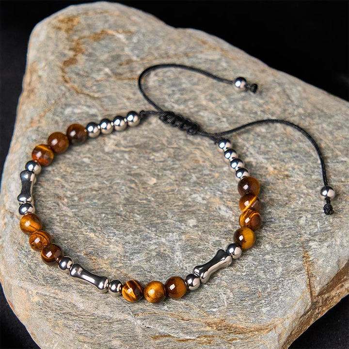 Buddha Stones Cute Bone Pattern Tiger Eye Courage Beads Bracelet - image 3