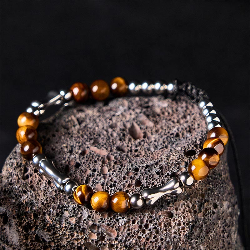 Buddha Stones Cute Bone Pattern Tiger Eye Courage Beads Bracelet - image 1