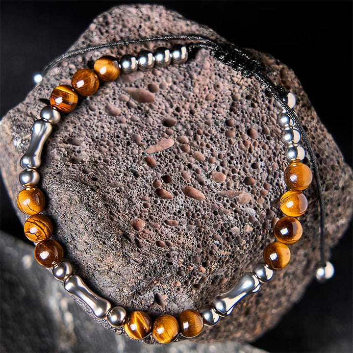 Buddha Stones Cute Bone Pattern Tiger Eye Courage Beads Bracelet - image 2