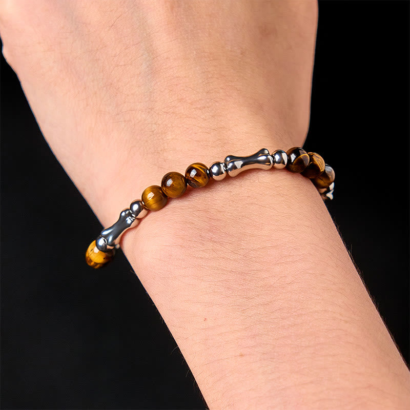 Buddha Stones Cute Bone Pattern Tiger Eye Courage Beads Bracelet - image 4