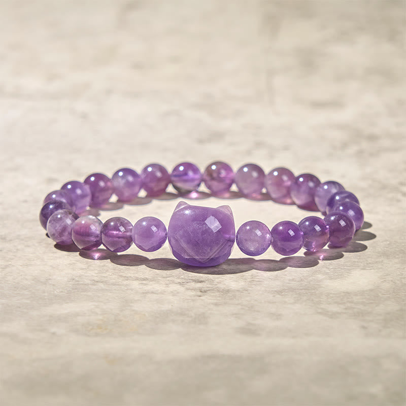 Buddha Stones "Wishing You Clarity and Calm" Cute Cat Amethyst Bracelet Includes Gift Message Card - image 9
