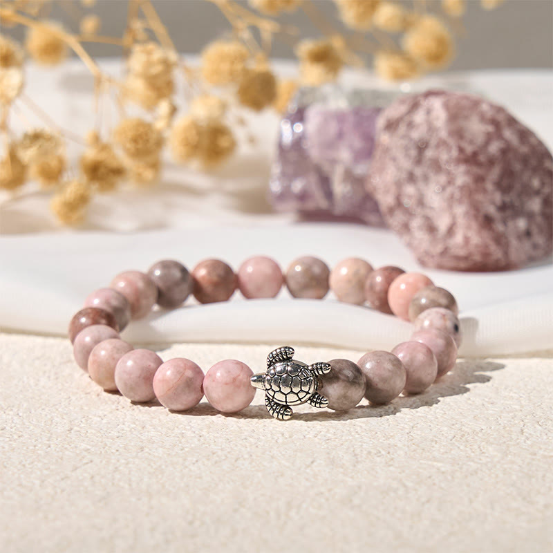 Buddha Stones Turtle Design Zebra Jasper Protection Bracelet - image 1