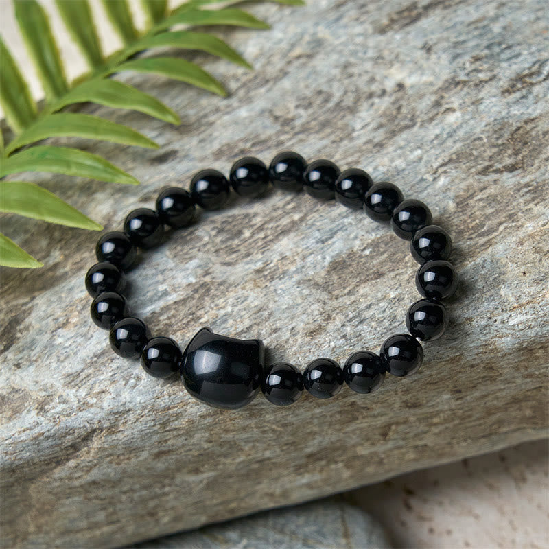 Buddha Stones "Wishing You Strength and Protection" Cat Onyx Bracelet Includes Gift Message Card - image 11