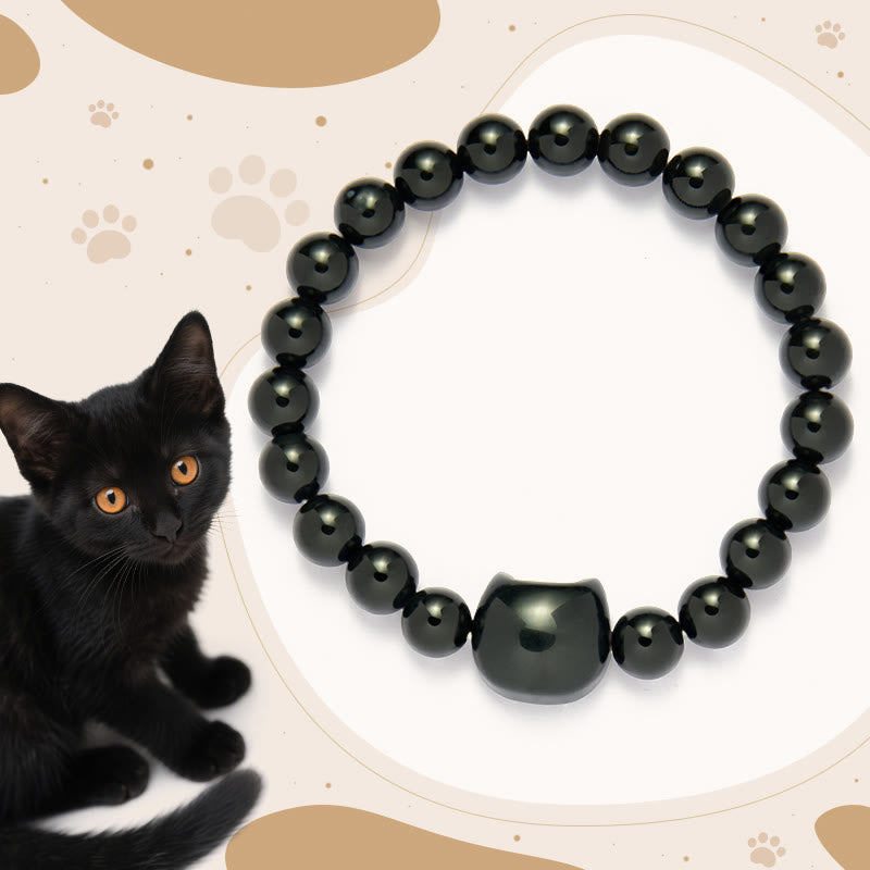 Buddha Stones "Wishing You Strength and Protection" Cat Onyx Bracelet Includes Gift Message Card - image 1