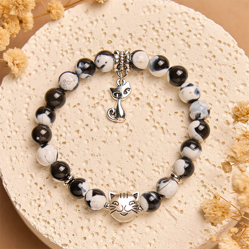 Buddha Stones "Sending Love and Joy to Your Cat" Cat Agate Bracelet Includes Gift Message Card - image 3