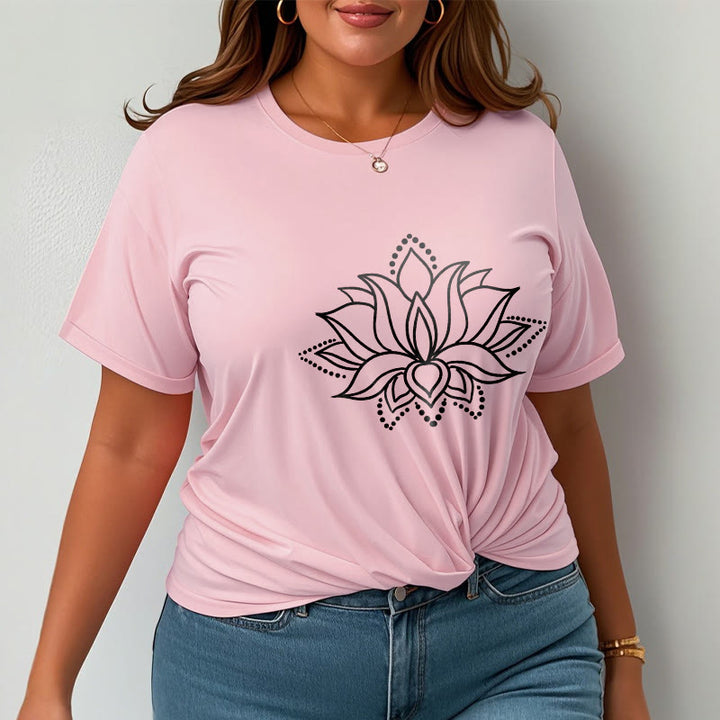 Buddha Stones Lotus Flower Pattern Simple Design Cotton Tee T-Shirt - image 13