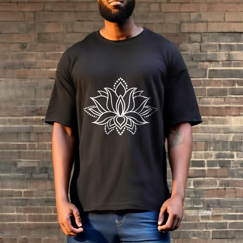 Buddha Stones Lotus Flower Pattern Simple Design Cotton Tee T-Shirt - image 5
