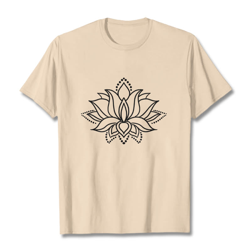 Buddha Stones Lotus Flower Pattern Simple Design Cotton Tee T-Shirt - Bisque - 2XL - image 10
