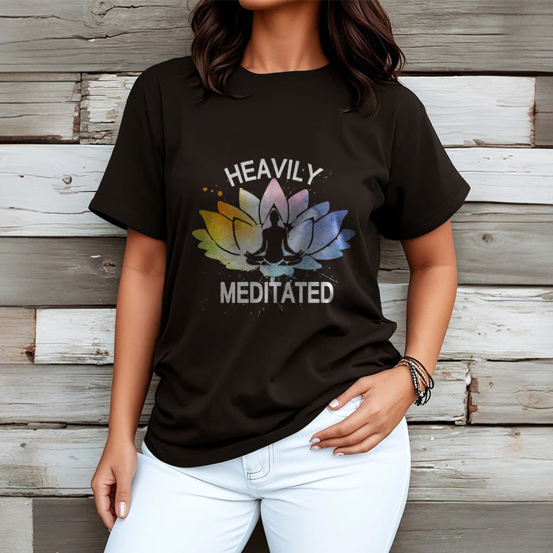 Buddha Stones Colorful Lotus Flower Meditation Figure Pattern Cotton Tee T-shirt - image 3